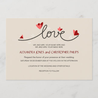 In Love Simple Elegant Text Wedding Invitation