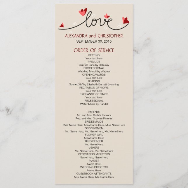 In Love Simple Elegant Text Wedding Program 2 Programme (Front)