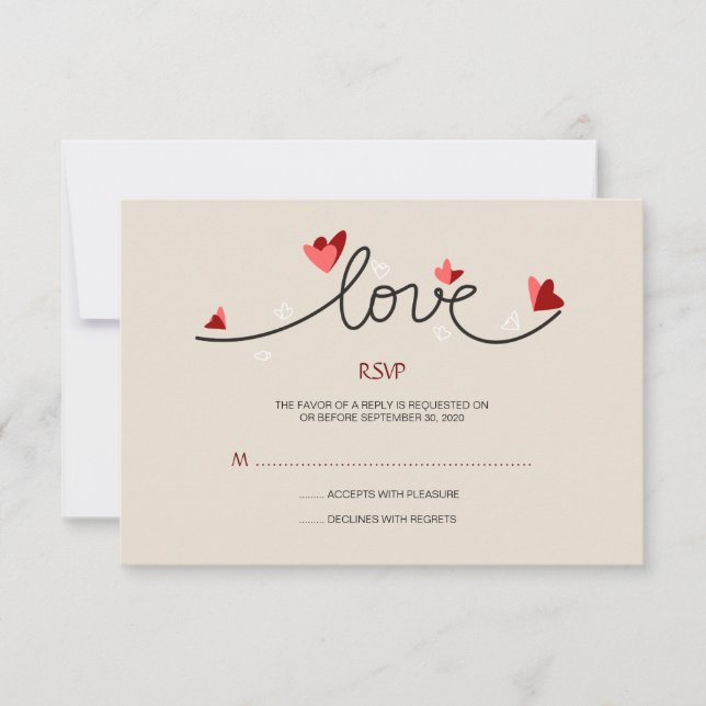 In Love Simple Elegant Text Wedding RSVP Card (Front)