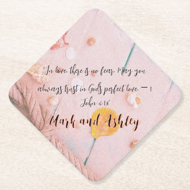 "In love, there is no fear. May you always trust  Paper Coaster (Front)