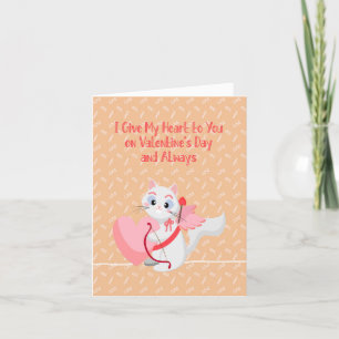 In Love Valentine's Day with White Cat Holiday Card