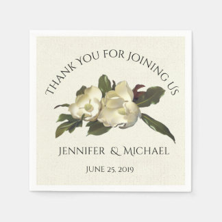 In Love - Vintage Magnolia Floral Wedding Custom Napkin