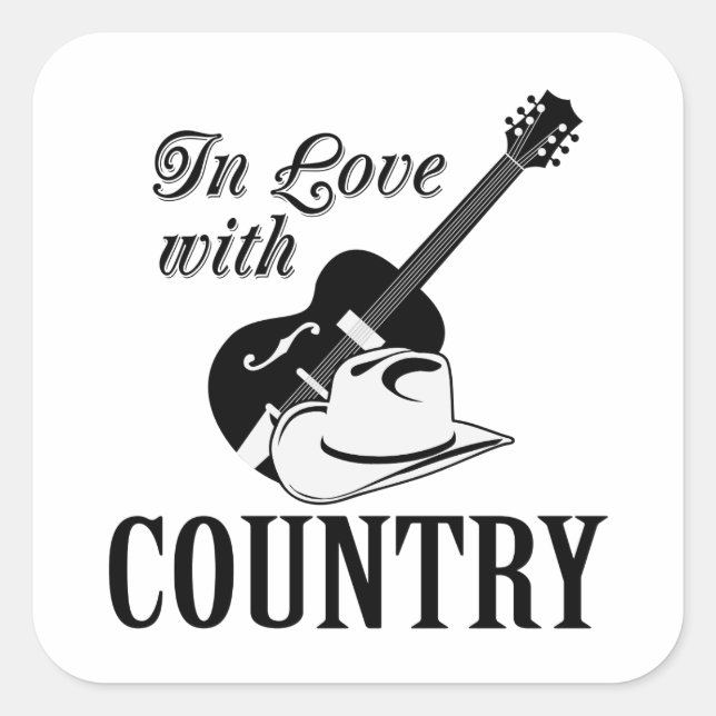 In love with country square sticker (Front)