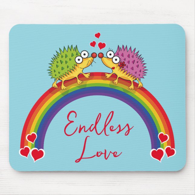 In love with hedgehogs from Lindos. Hedgehog, Mouse Mat (Front)