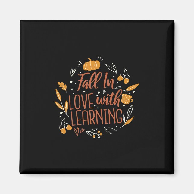 In Love With Learning Autumn Teacher Fall  Magnet (Front)