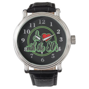 In Love With The 80's Retro Green Logo Wrist Watch