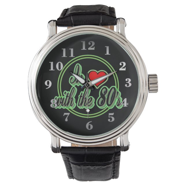 In Love With The 80's Retro Green Logo Wrist Watch (Front)