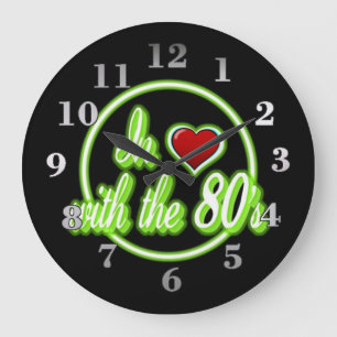 In Love With The 80's Retro Green Neon Logo Clock
