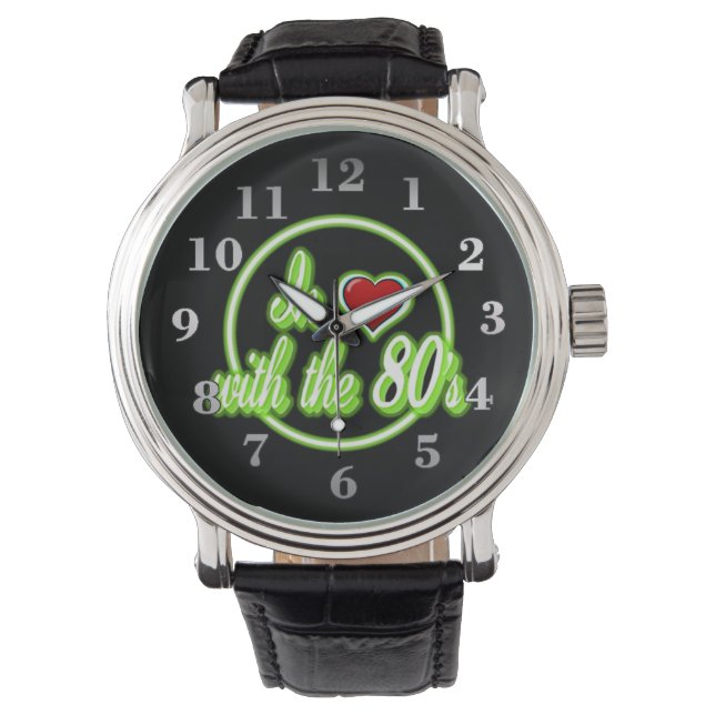 In Love With The 80's Retro Green Neon Logo Watch (Front)