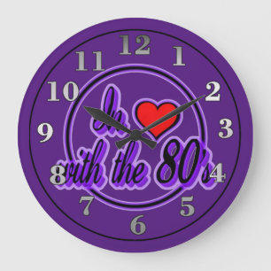 In Love With The 80's Retro Purple Logo Wall Clock