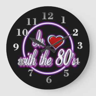In Love With The 80's Retro Purple Neon Logo Clock