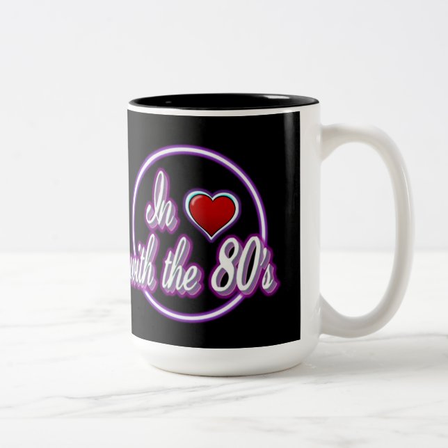 In Love With The 80's Retro Purple Neon Logo Mug (Right)