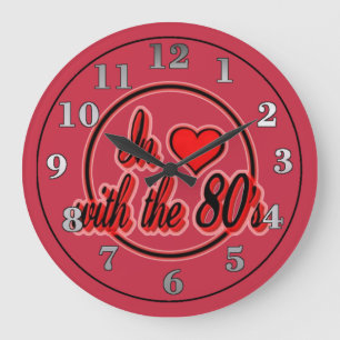 In Love With The 80's Retro Red Logo Wall Clock