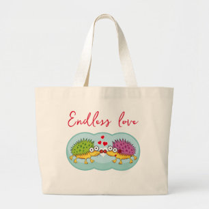 In love with the hedgehogs of Lindos. Hedgehog, he Large Tote Bag