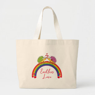 In love with the hedgehogs of Lindos. Hedgehog, Large Tote Bag