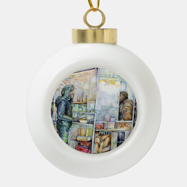 In Love with Trouble, And In Trouble with Love Ceramic Ball Christmas Ornament (Front)
