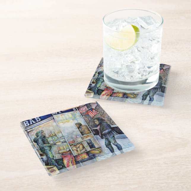 In Love with Trouble, And In Trouble with Love Glass Coaster (Angled)