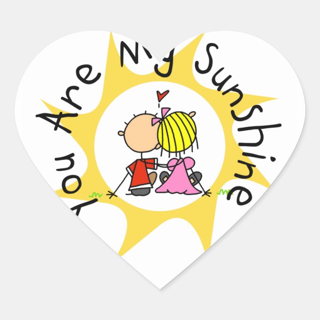 In Love You Are My Sunshine Heart Sticker (Front)