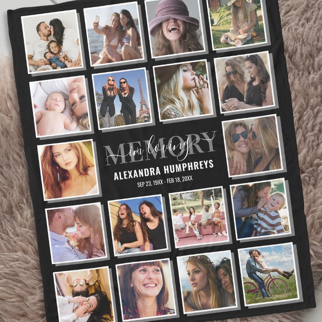 In Loving Memory 18 Photo Memorial Fleece Blanket (Creator Uploaded)