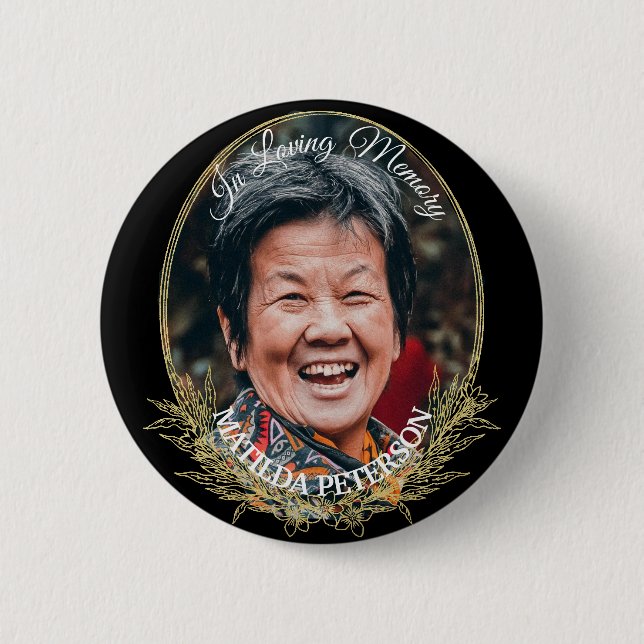 In Loving Memory 1 Photo Funeral 6 Cm Round Badge (Front)