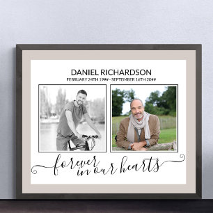 In Loving Memory 2 Photo EleganT Script Funeral Poster