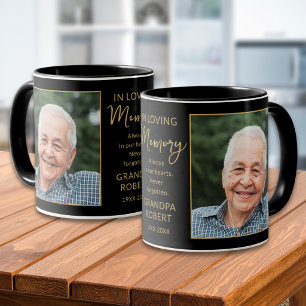 In Loving Memory 2 Photo Memorial Black And Gold Mug