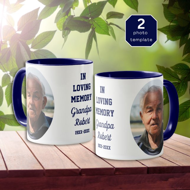 In Loving Memory 2 Photo Memorial Keepsake Blue Mug (Creator Uploaded)