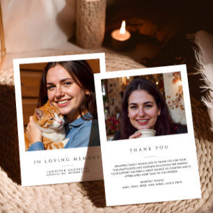 In Loving Memory 2-Photo Modern Funeral/Memorial Thank You Card