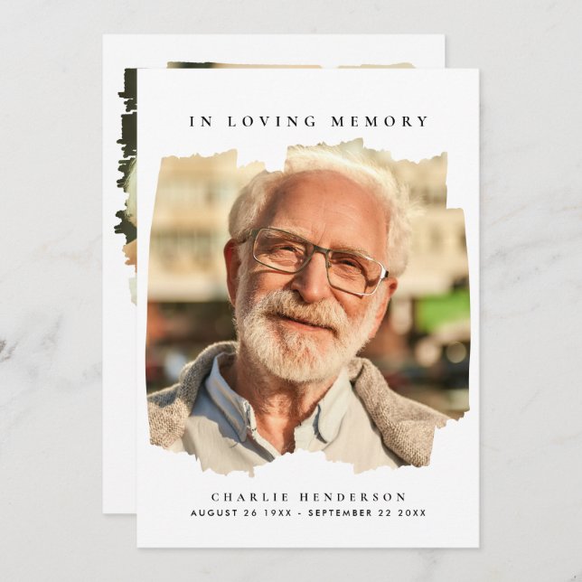 In Loving Memory 2-Photo Modern Funeral Thank You Card (Front/Back)