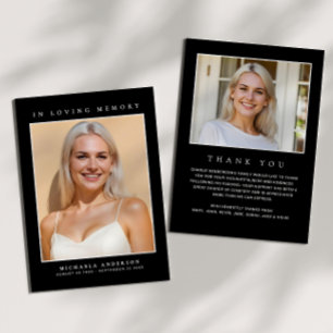In Loving Memory 2-Photo Simple Modern Memorial Thank You Card