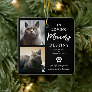 In Loving Memory 2 Photo Tribute Cat Memorial Ceramic Ornament
