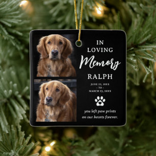 In Loving Memory 2 Photo Tribute Dog Memorial Ceramic Ornament