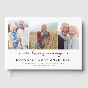 In Loving Memory 3 Photo Funeral Guest Book