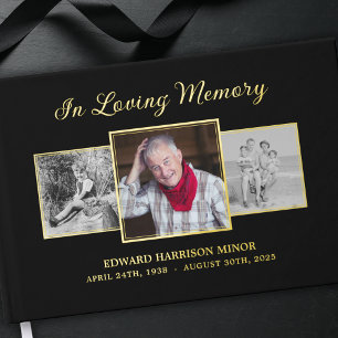 In Loving Memory 3 Photo Funeral Memorial Service Guest Book