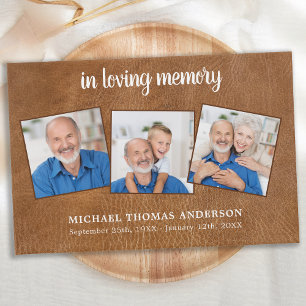 In Loving Memory 3 Photo Leather Funeral Guest Book