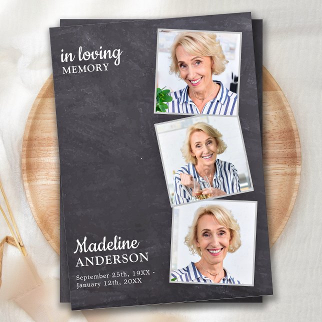 In Loving Memory 3 Photo Modern Memorial Funeral Thank You Card (Creator Uploaded)