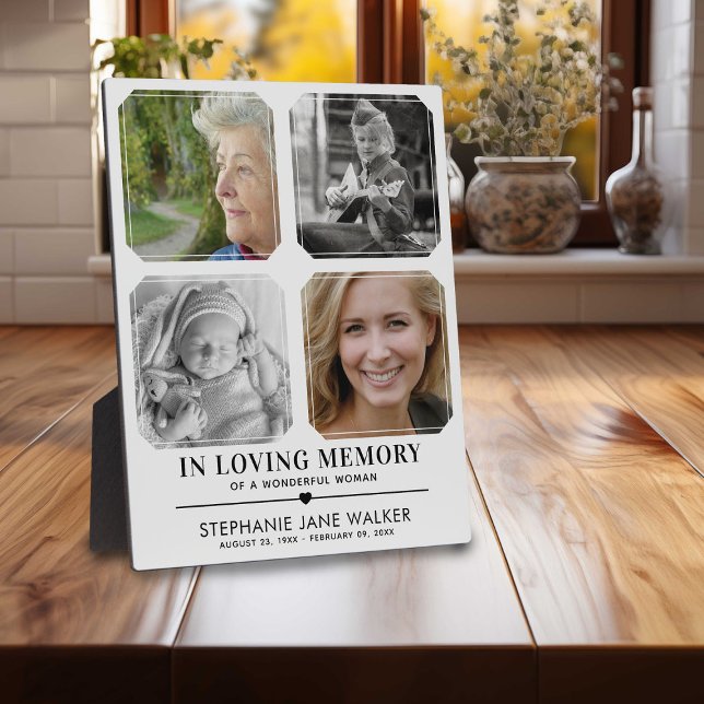 In Loving Memory | 4 Photo Collage Sympathy Plaque (Creator Uploaded)