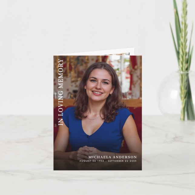 In Loving Memory 4-Photo Funeral/Memorial Thank You Card (Front)