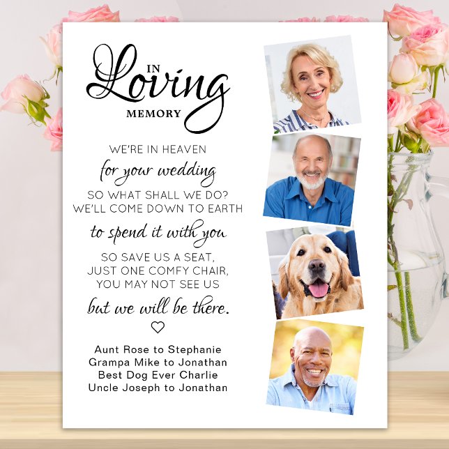 In Loving Memory 4 Photo Heaven Wedding Memorial Poster (Creator Uploaded)
