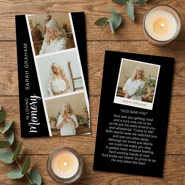 In Loving Memory 4 Photo Prayer Business Card (Creator Uploaded)