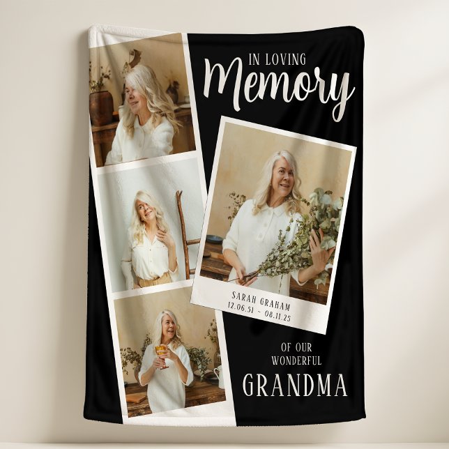 In Loving Memory 4 Photo Snaps Fleece Blanket (Creator Uploaded)