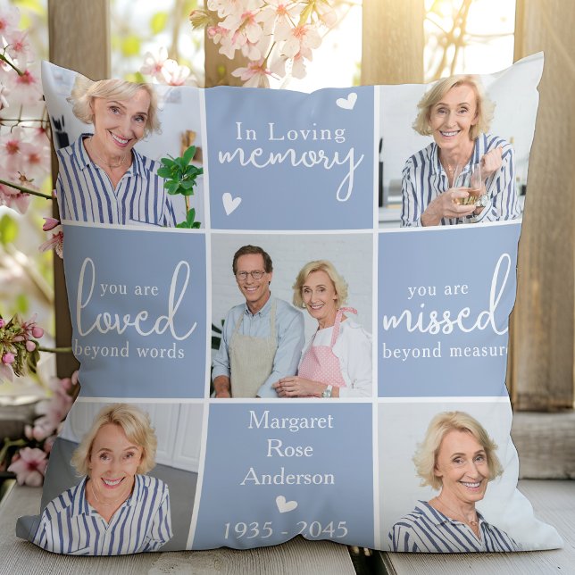 In Loving Memory 5 Photo Collage Custom Memorial Cushion (Creator Uploaded)