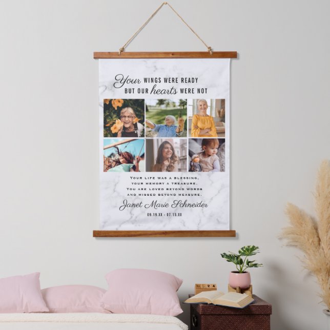 In Loving Memory | 6 Photo Collage Funeral Hanging Tapestry (Bedroom)