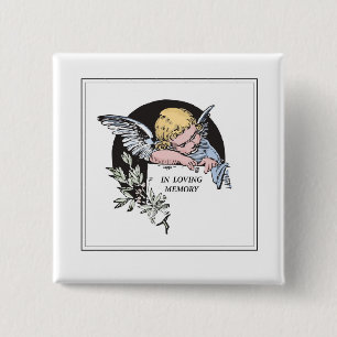 In Loving Memory, Angel of Remembrance, Vintage 15 Cm Square Badge