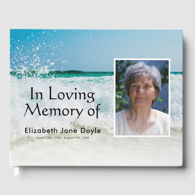 In Loving Memory | Beach Ocean Funeral Memorial Guest Book (Front)