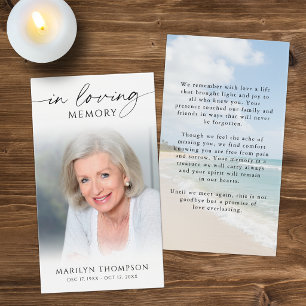 In Loving Memory Beach Photo Memorial Cards