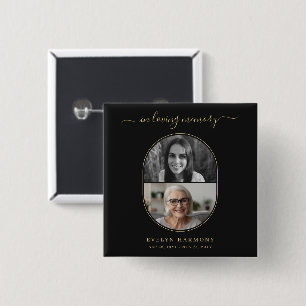 In Loving Memory Before & After Photo Funeral 15 Cm Square Badge