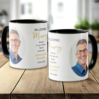 In Loving Memory Black And Gold 2 Photo Memorial Mug