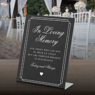 In Loving Memory Black And White Memorial Wedding Pedestal Sign
