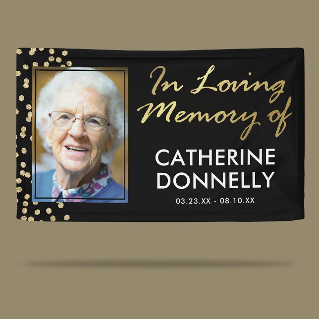 In Loving Memory | Black Gold Memorial Photo Banner (Creator Uploaded)